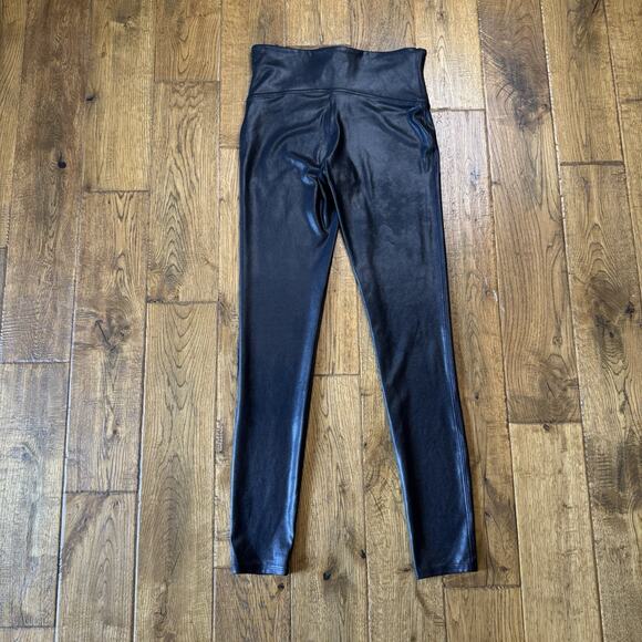 SPANX Faux Leather Leggings Women’s Sz Medium Black High Rise Pants - Picture 6 of 7
